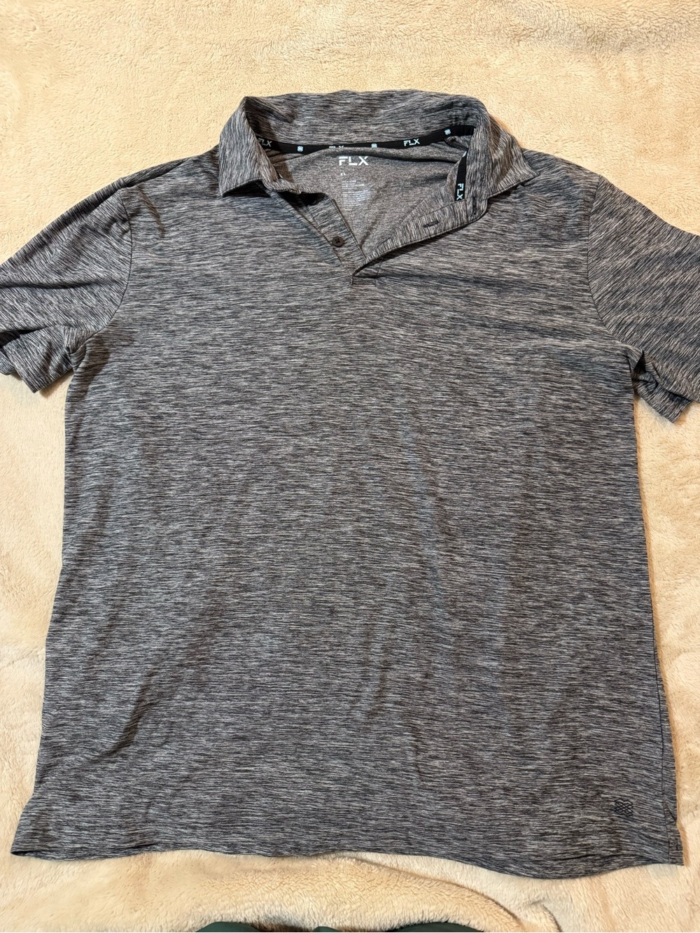 FLX Men’s XL Gray Heather Performance Golf Polo Shirt Short Sleeve